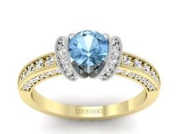 Złoty Pierścionek z topazem i brylantami - p16061zbtp