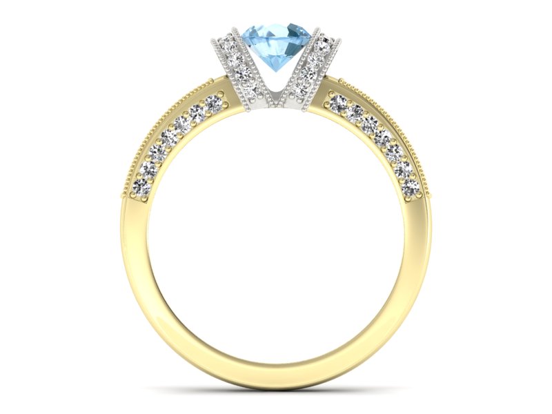 Złoty Pierścionek z topazem i brylantami - p16061zbtp