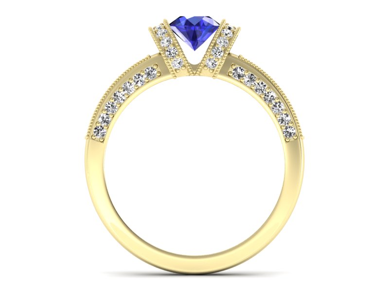 Pierścionek z szafirem i brylantami - p16061zszc - 2