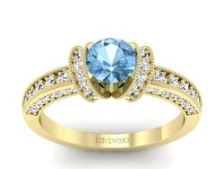 Złoty Pierścionek z topazem i brylantami 585 - p16061ztp