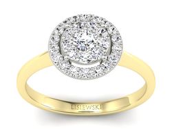 Pierścionek z diamentami żółte i białe złoto 585 - p16063zb