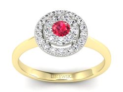 Pierścionek z rubinem i diamentami złoto 585 - P16063zbr1