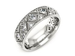 Pierscionek Obrączka z brylantami białe złoto 585 - p16064b