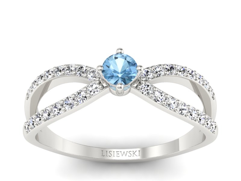 Pierścionek z topazem i brylantami białe złoto - p16067ba - 1