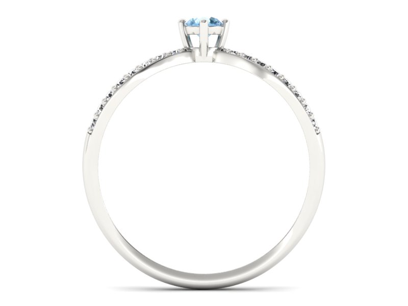 Pierścionek z topazem i brylantami białe złoto - p16067ba - 2