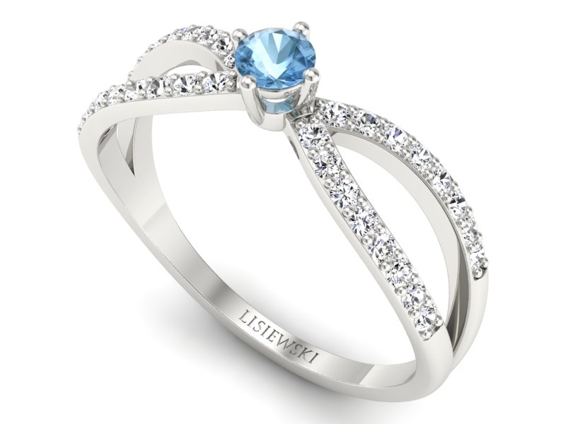 Pierścionek z topazem i brylantami białe złoto - p16067ba - 3