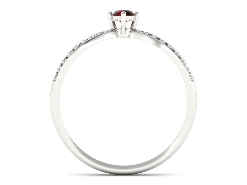 Złoty pierścionek z granatem i brylantami - p16067bgr - 2