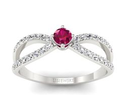 Pierścionek z rubinem i brylantami białe złoto - p16067br
