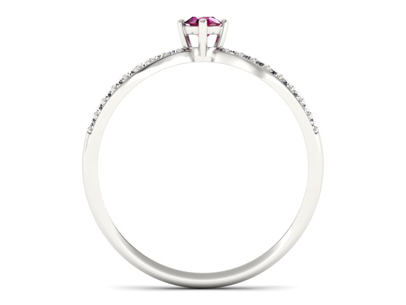 Pierścionek z rubinem i brylantami białe złoto - p16067br - 2