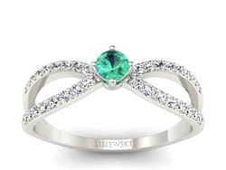 Złoty pierścionek ze szmaragdem i brylantami - p16067bsm