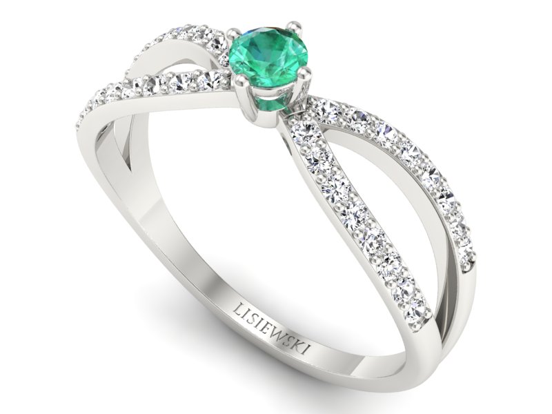 Złoty pierścionek ze szmaragdem i brylantami - p16067bsm - 3