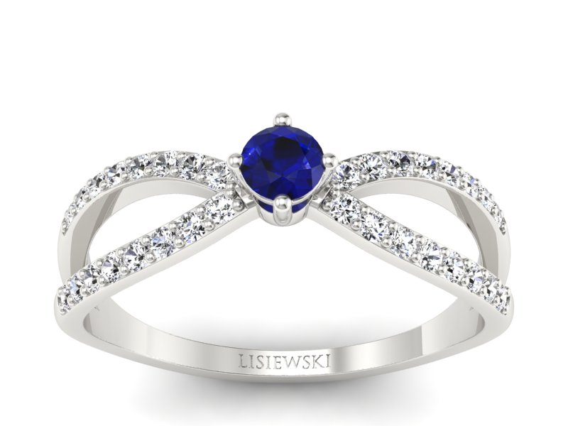 Złoty pierścionek ze spinelem i brylantami - p16067bsp - 1