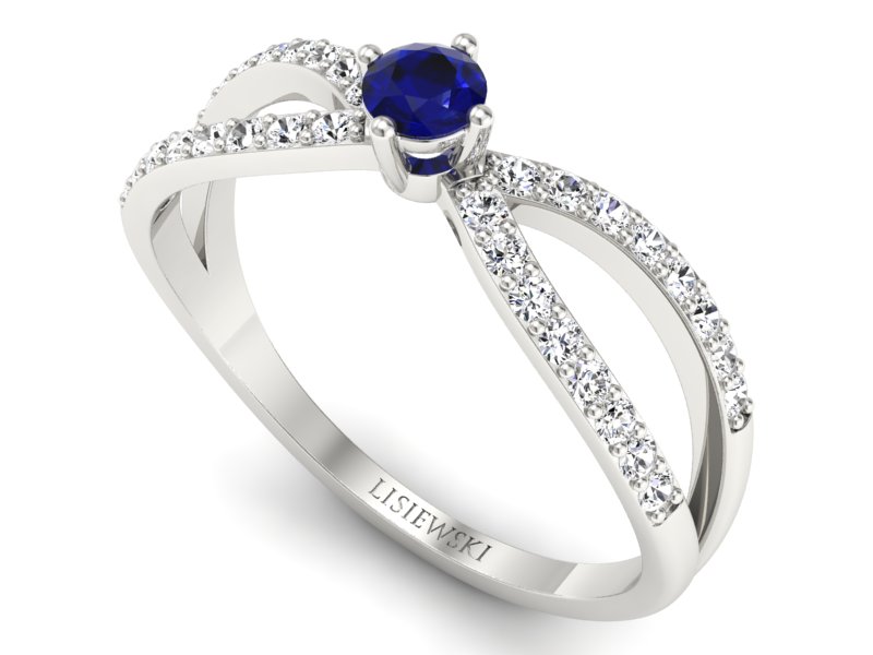 Złoty pierścionek ze spinelem i brylantami - p16067bsp - 3