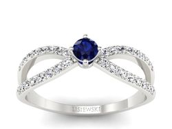 Pierścionek z szafirem i brylantami białe złoto - p16067bsz