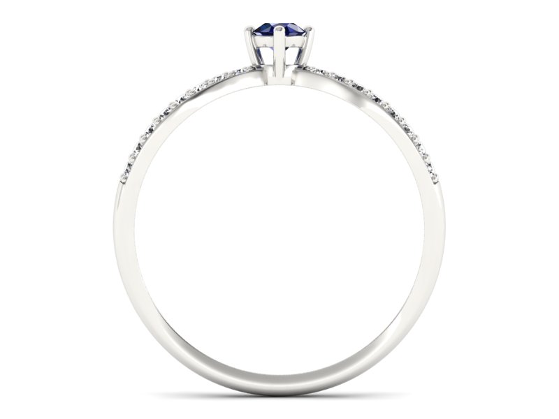 Pierścionek z szafirem i brylantami białe złoto - p16067bsz - 2