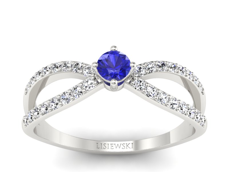 Pierścionek zaręczynowy z szafirem z brylantami - p16067bszc - 1