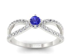 Pierścionek zaręczynowy z szafirem z brylantami - p16067bszc