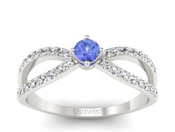 Pierścionek z tanzanitem białe złoto z brylantami - p16067bt