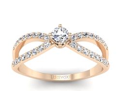 Złoty pierścionek z brylantami różowe złoto - p16067c