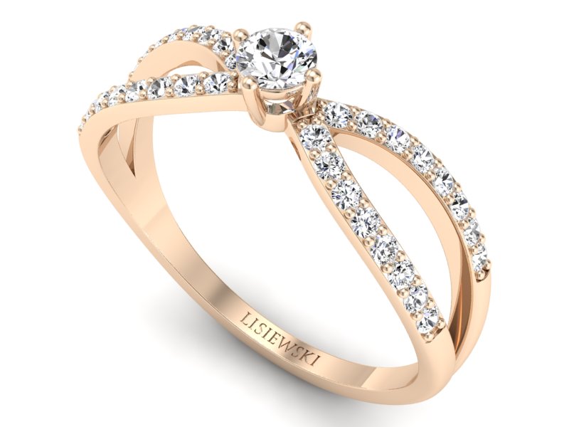 Złoty pierścionek z brylantami różowe złoto - p16067c - 3