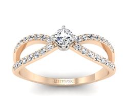 Pierścionek z brylantami białe różowe złoto - p16067cb