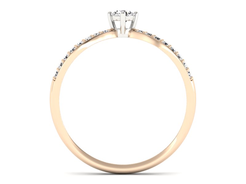 Pierścionek z brylantami białe różowe złoto - p16067cb - 2