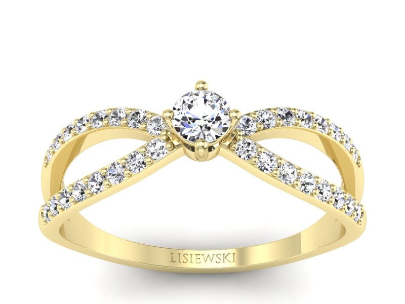 Złoty pierścionek z diamentami żółte złoto - p16067z - 1