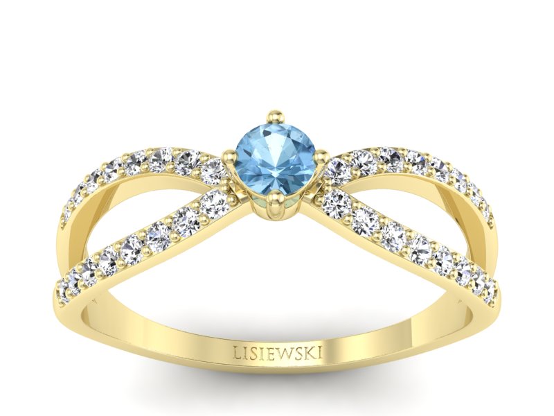 Pierścionek z topazem i brylantami żółte złoto - p16067za - 1