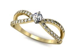 Pierścionek z diamentami żółte i białe złoto 585 - p16067zb