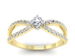 Pierścionek z diamentami żółte i białe złoto - p16067zb