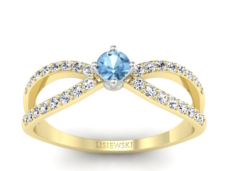 Pierścionek z topazem z brylantami - p16067zba - 1