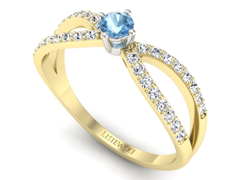 Pierścionek z topazem z brylantami - p16067zba