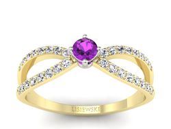 Pierścionek z ametystem i brylantami - p16067zbat