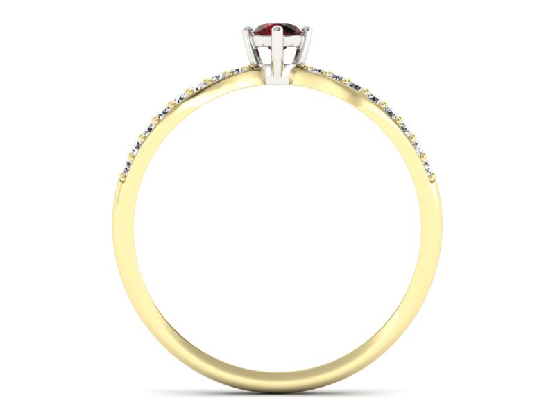 Pierścionek z granatem i diamentami - p16067zbgr - 2