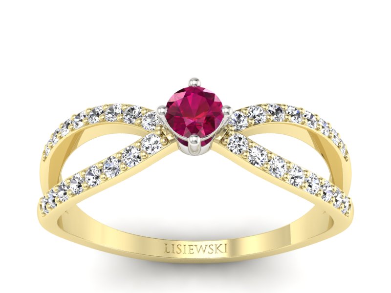 Pierścionek z rubinem i diamentami - p16067zbr - 1