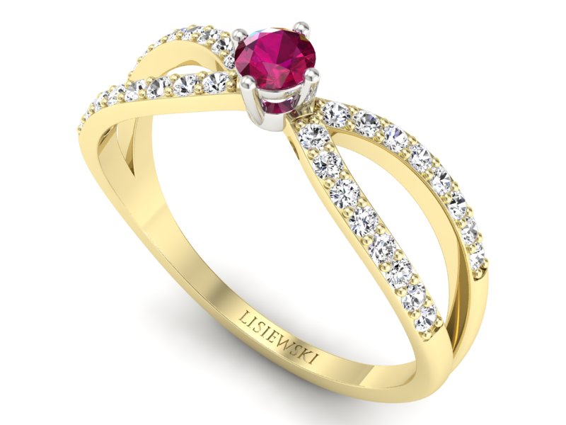 Pierścionek z rubinem i diamentami - p16067zbr - 3