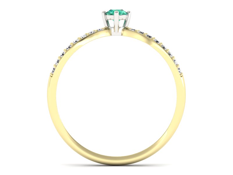 Złoty pierścionek ze szmaragdem i diamentami - p16067zbsm - 2