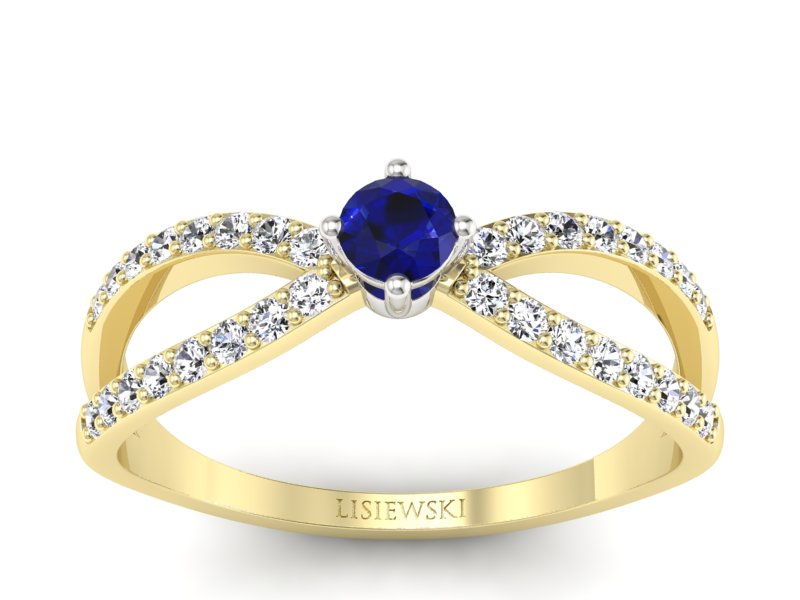 Złoty pierścionek spinel i brylanty - p16067zbsp - 1
