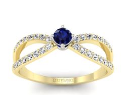 Pierścionek z szafirem i brylantami - p16067zbsz
