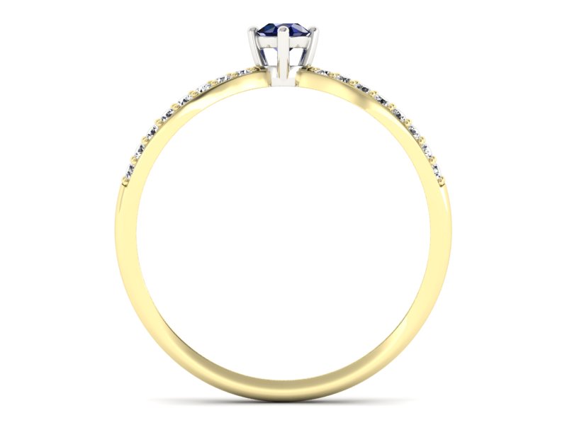 Pierścionek z szafirem i brylantami - p16067zbsz