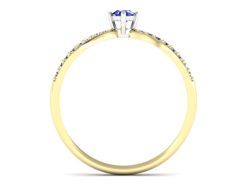 Złoty pierścionek z szafirem i brylantami - p16067zbszc