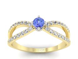 Złoty Pierścionek z tanzanitem i brylantami - p16067zbt