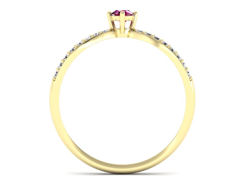 Pierścionek z rubinem i brylantami żółte złoto - p16067zr - 2