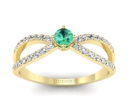 Złoty Pierścionek ze szmaragdem i diamentami - p16067zsm