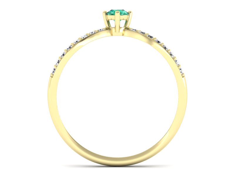 Złoty pierścionek ze szmaragdem i diamentami - p16067zsm - 2
