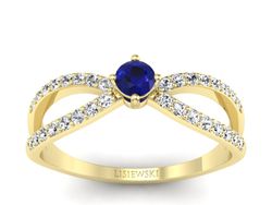 Pierścionek ze spinelem i brylantami żółte złoto - p16067zsp