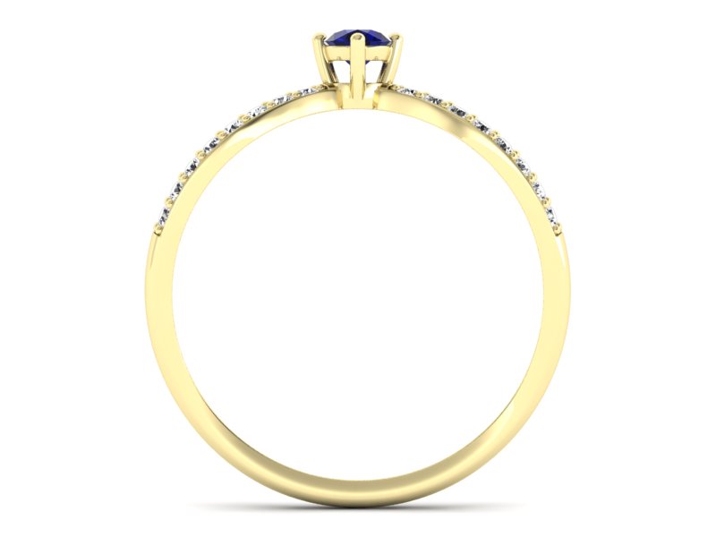 Pierścionek ze spinelem i brylantami żółte złoto - p16067zsp