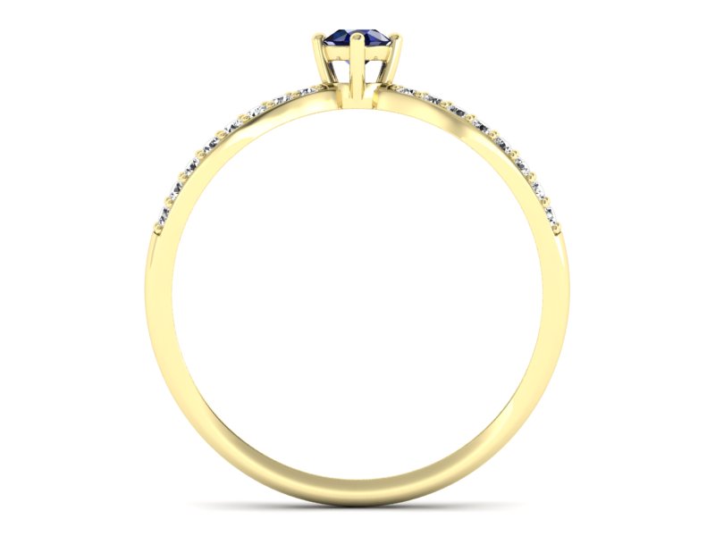 Złoty pierścionek z szafirem i diamentami - p16067zsz - 2