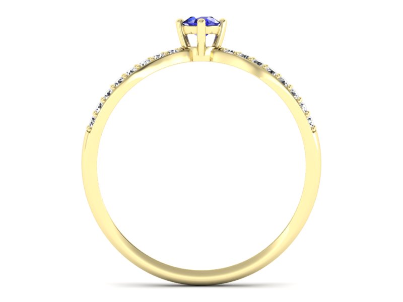 Złoty Pierścionek z szafirem i brylantami - p16067zszc