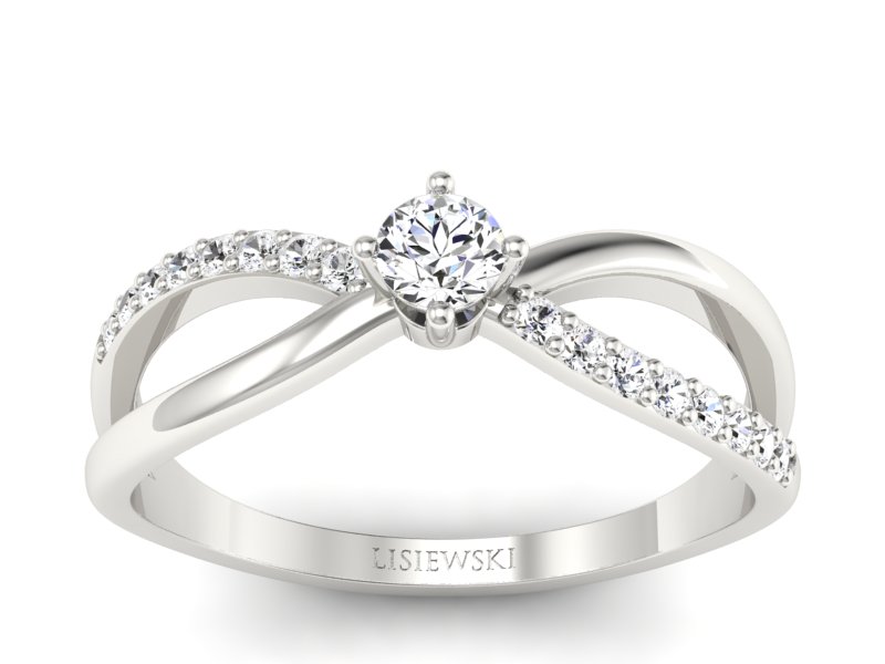 Pierścionek zaręczynowy z brylantami białe złoto - p16068b - 1